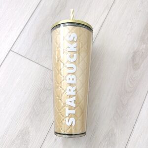 Starbucks Venti Quilted Cold Cup 24oz Metallic Gold NWT